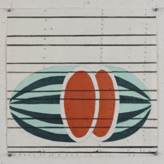 Eugene Brodsky, "Watermelon," ink, graphite on collaged silk