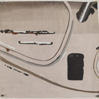 Eugene Brodsky, "Tin Car," ink, graphite on collaged silk