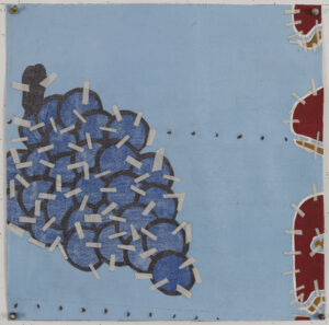 Eugene Brodsky, "Grapes," ink, graphite on collaged silk