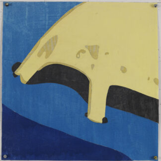 Eugene Brodsky, "Blue and Yellow," ink, graphite on collaged silk