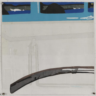 Eugene Brodsky, "Blue and Cream," ink, graphite on collaged silk