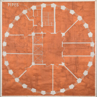 Eugene Brodsky, "Pipes Copper," ink, silk on paper