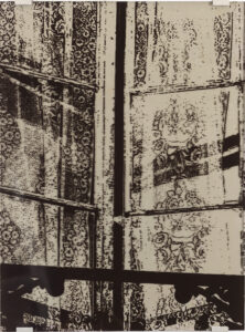Eugene Brodsky, "Lace Vertical (small)," silkscreen ink, plastic, oil on canvas