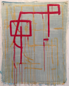 Eugene Brodsky, "Starting Red," ink on silk