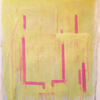 Eugene Brodsky, "Yellow and Pink," ink on silk