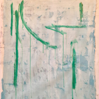 Eugene Brodsky, "Green Lines," ink on silk