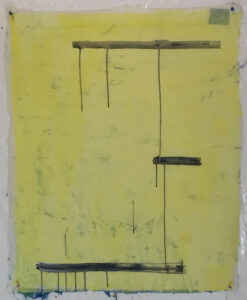 Eugene Brodsky, "3 Dark Lines," ink on silk