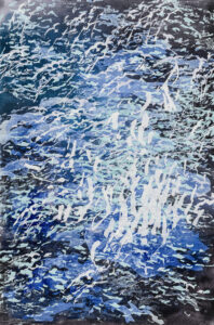 Laura Fayer, "Moon Dance," acrylic, Japanese paper on canvas