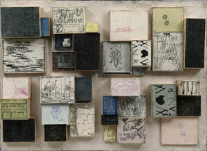 Eugene Brodsky, "NB + TT," ink, graphite, foam core on bass wood