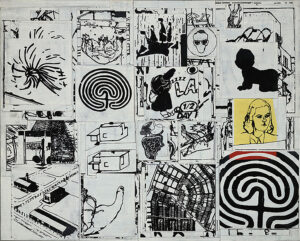 Eugene Brodsky, "Storyboard 19," mixed media on wood panel