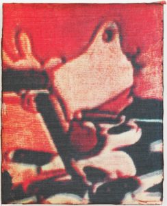 Eugene Brodsky, "Cleaver (Source)," ink, silk on panel