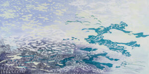 Laura Fayer, "Skyscape," acrylic, Japanese paper on canvas