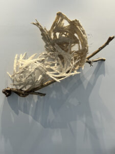 Donna Forma, "Just Gotta Roll With It," planed wood, sycamore branches