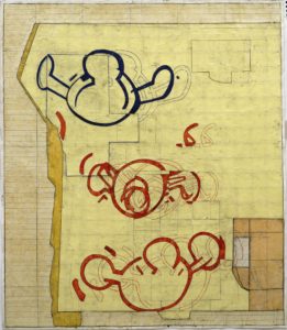 Eugene Brodsky, "3 Figures," mixed media on paper