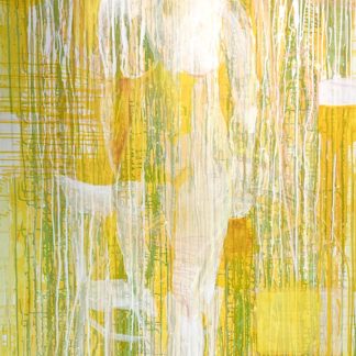 Michael Manning, "Yellow with Standing Figure," acrylic, oil stick on canvas