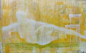 Michael Manning, "Reclining Firgure," acrylic, oil stick on canvas