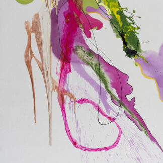 Laura Moretz, "She's a Tricky Magic," acrylic, enamel, pastel, oil paint marker, Aspen river water on raw canvas