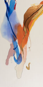 Laura Moretz, "What Do you Choose to Ignite," acrylic, enamel, pastel, oil paint marker, Aspen river water on raw canvas