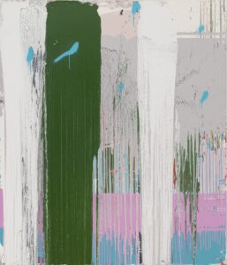 Michael Filan, "Blue Pink With White," enamel on canvas