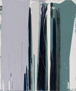 Michael Filan, "Solemn," enamel on canvas