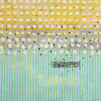 Zemma Mastin White, “Barrier Island,” flashe paint, graphite, acrylic paint marker, chine colle print on paper